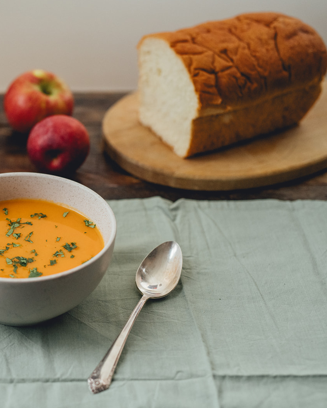 Potage de patates douces et cidre rosé